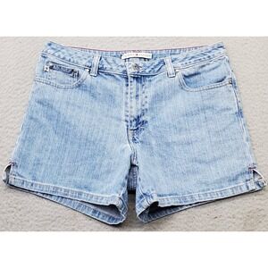 Tommy Hilfiger Mom Shorts Womens 6 Blue Denim Medium Wash Flat Front Side Slit